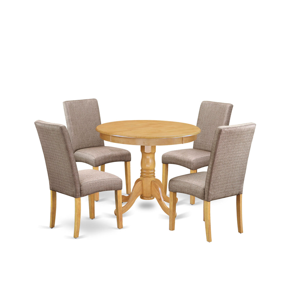 ANDR5-5SM-A1 Dining Ensemble 5-Piece Set with Round Pedestal Table & 4 Upholstered Chairs