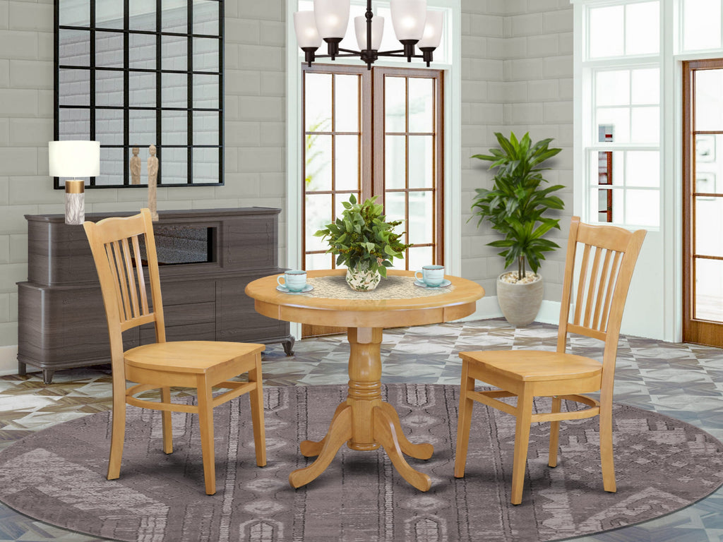 3-Piece Dining Set with Round Table & 2 Chairs in Charming Style -  ANGR3-SSG-C, Ideal for Cozy Kitchens, 36x36, Sophisticated Wood Finish