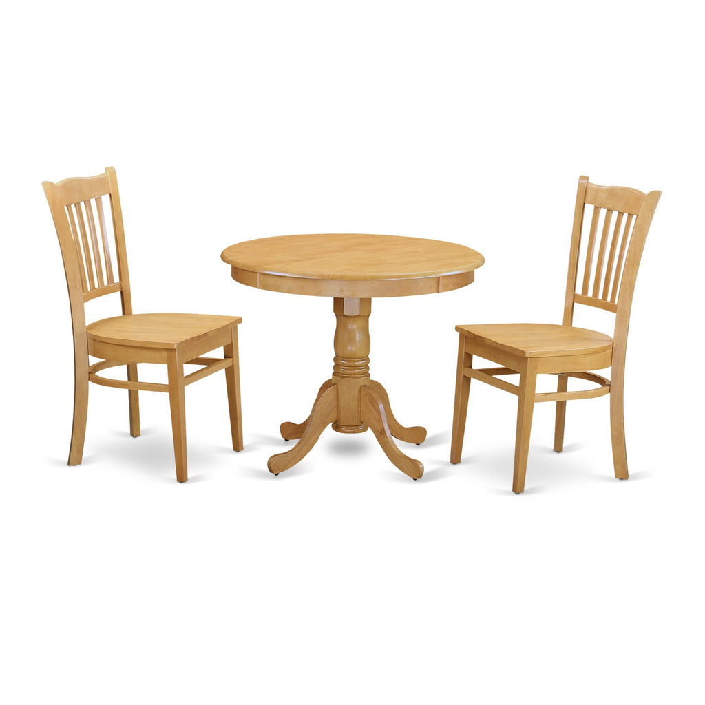 3-Piece Dining Set with Round Table & 2 Chairs in Charming Style -  ANGR3-SSG-C, Ideal for Cozy Kitchens, 36x36, Sophisticated Wood Finish