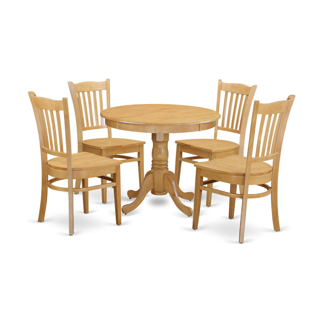 Dining Space Marvel ANGR5-JAT-H 5-Piece Round Table Set with Pedestal and 4 Chairs, 36-Inch