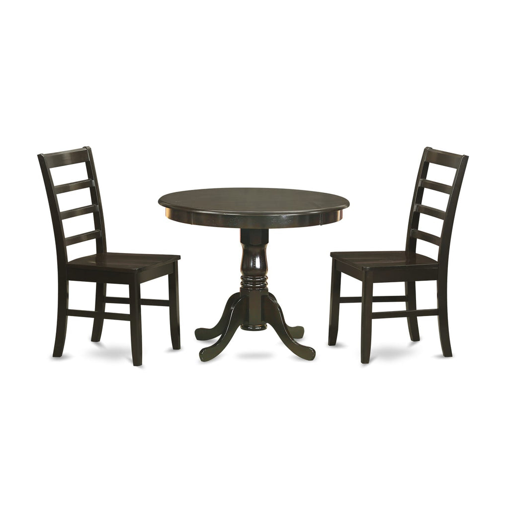 ANPF3-WR7-U Elegant 3-Piece Dining Set with Round Table and Two Chairs in Warm Earth Tones