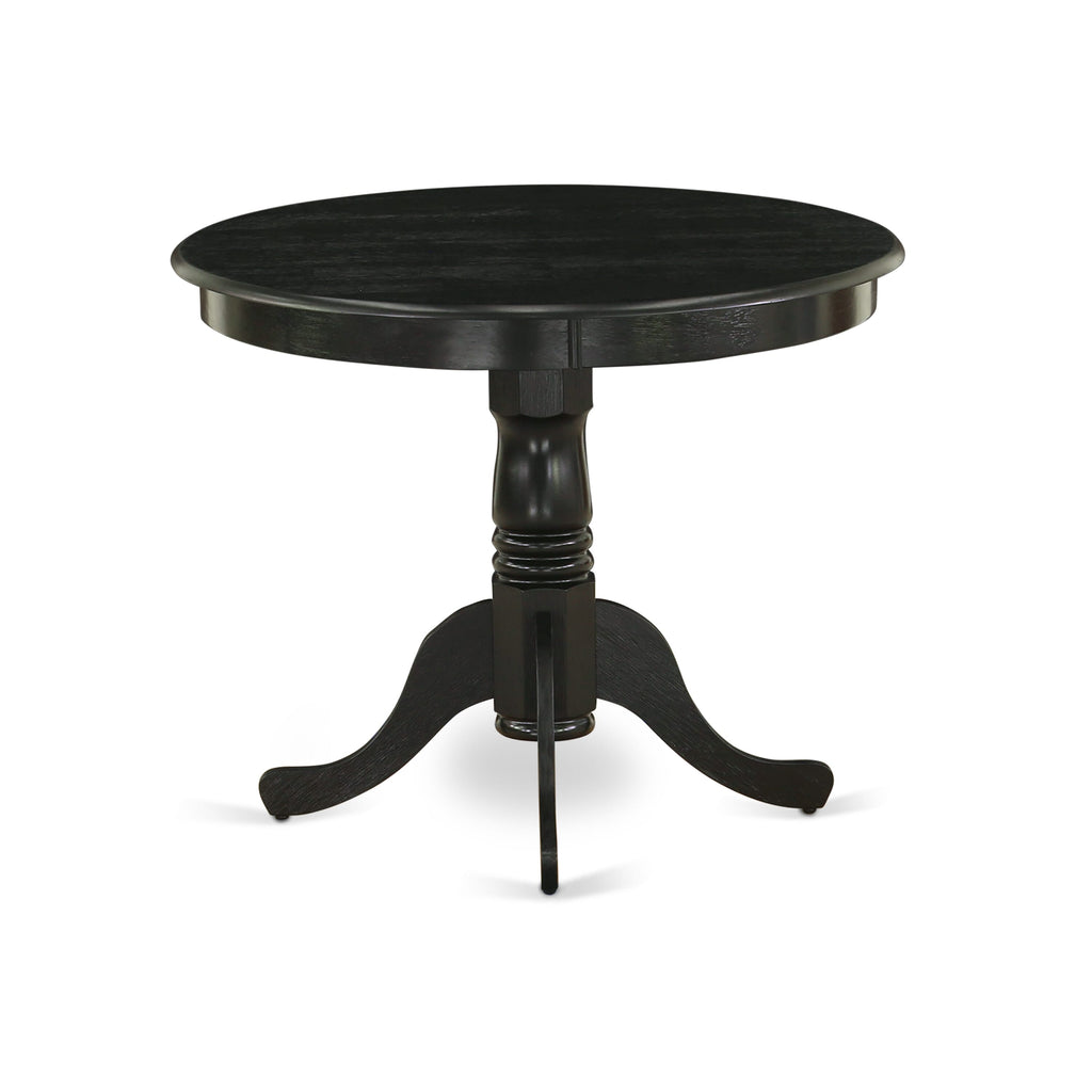 ANVA5-AA1-M Modern 5 Piece Circular Dining Set with Pedestal Table and Four Chairs, 36-inch Black Finish