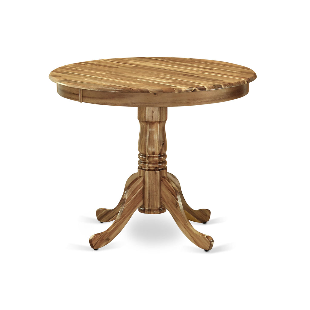 ANT-A7V-GG Timeless Round 36-Inch Dining Table with Pedestal Base in Classic Natural Finish