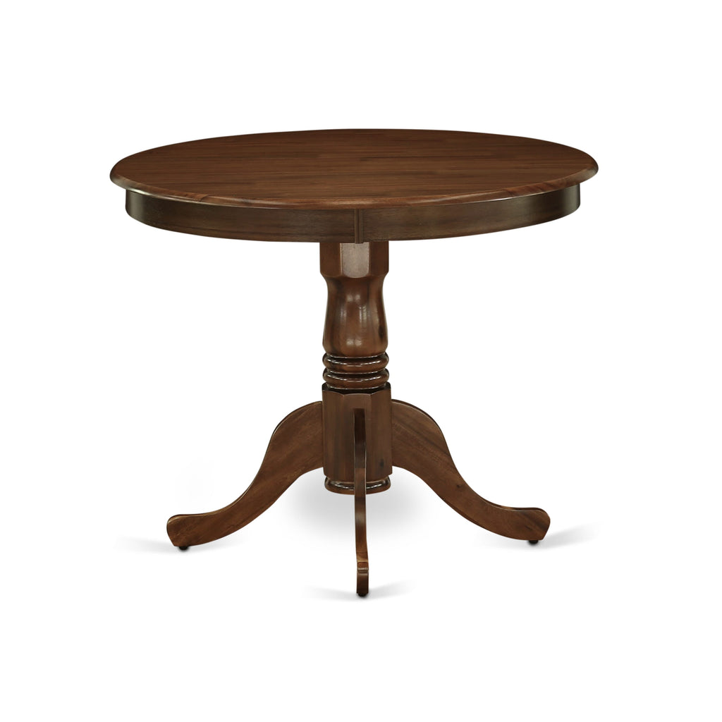 ANT-AUA-IJ Vintage-Inspired Kitchen Dining Table with Pedestal Frame and Circular Walnut Top, 36