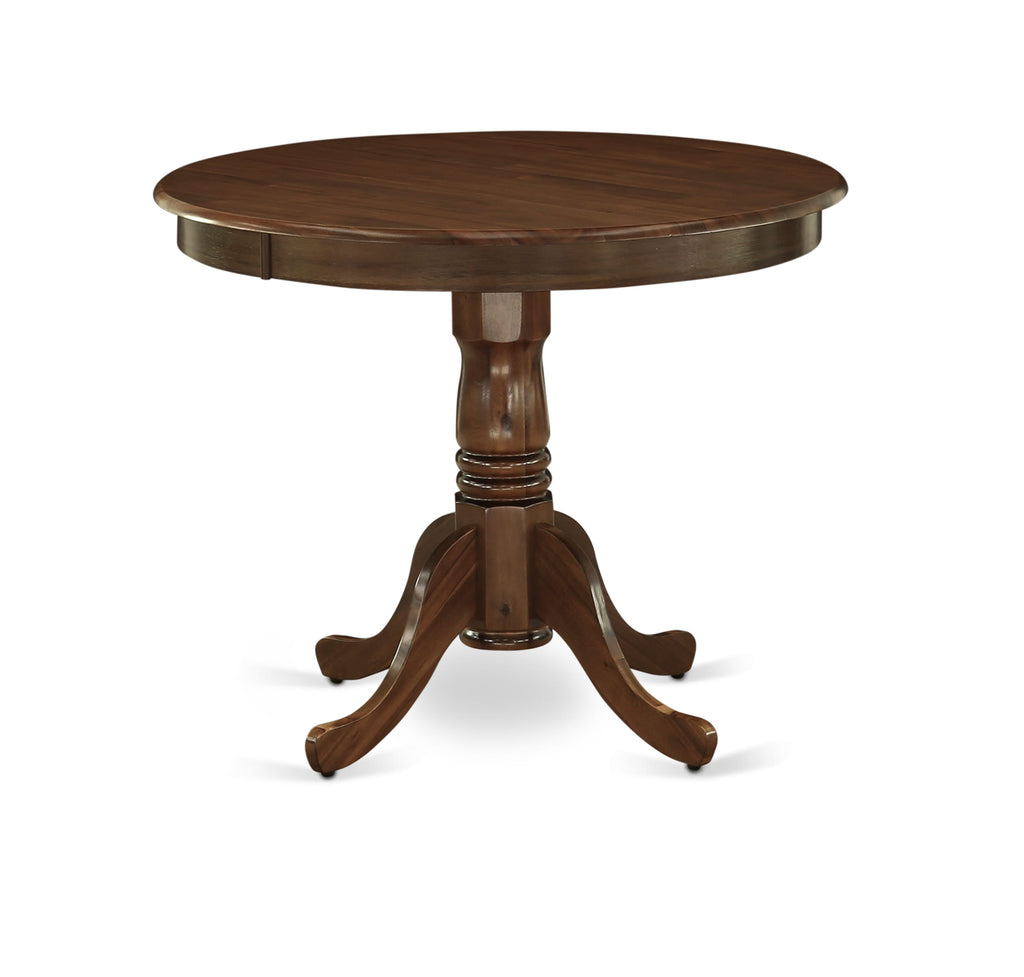 ANT-AUA-IJ Vintage-Inspired Kitchen Dining Table with Pedestal Frame and Circular Walnut Top, 36