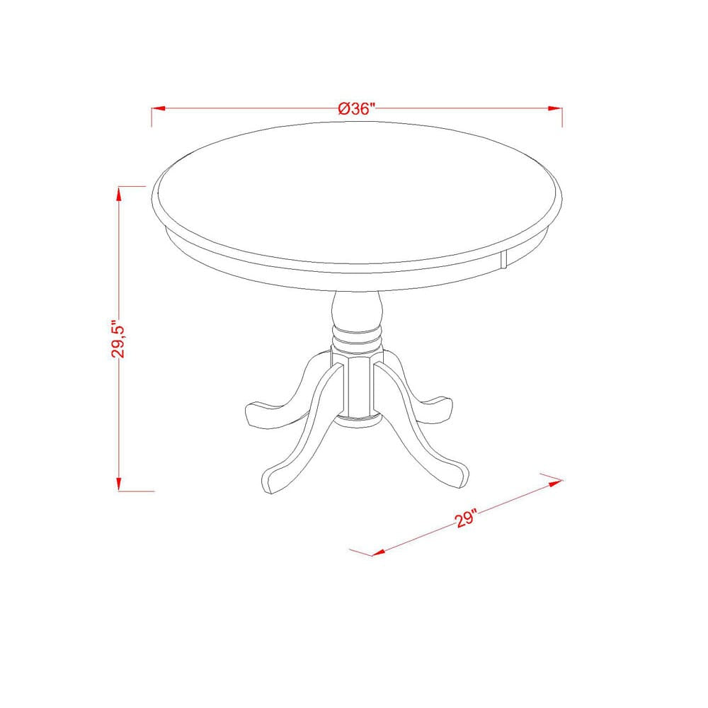 ANVA3-SC1-V Elegant 3 Piece Round Dining Set for Cozy Spaces with Pedestal Table & 2 Linen Chairs, 36x36, White Finish