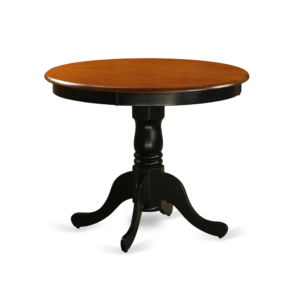 ANVA3-NH0-D Cozy Dining Set with Round Pedestal Table & Chairs for Compact Spaces, 36x36 Inch, Black Finish