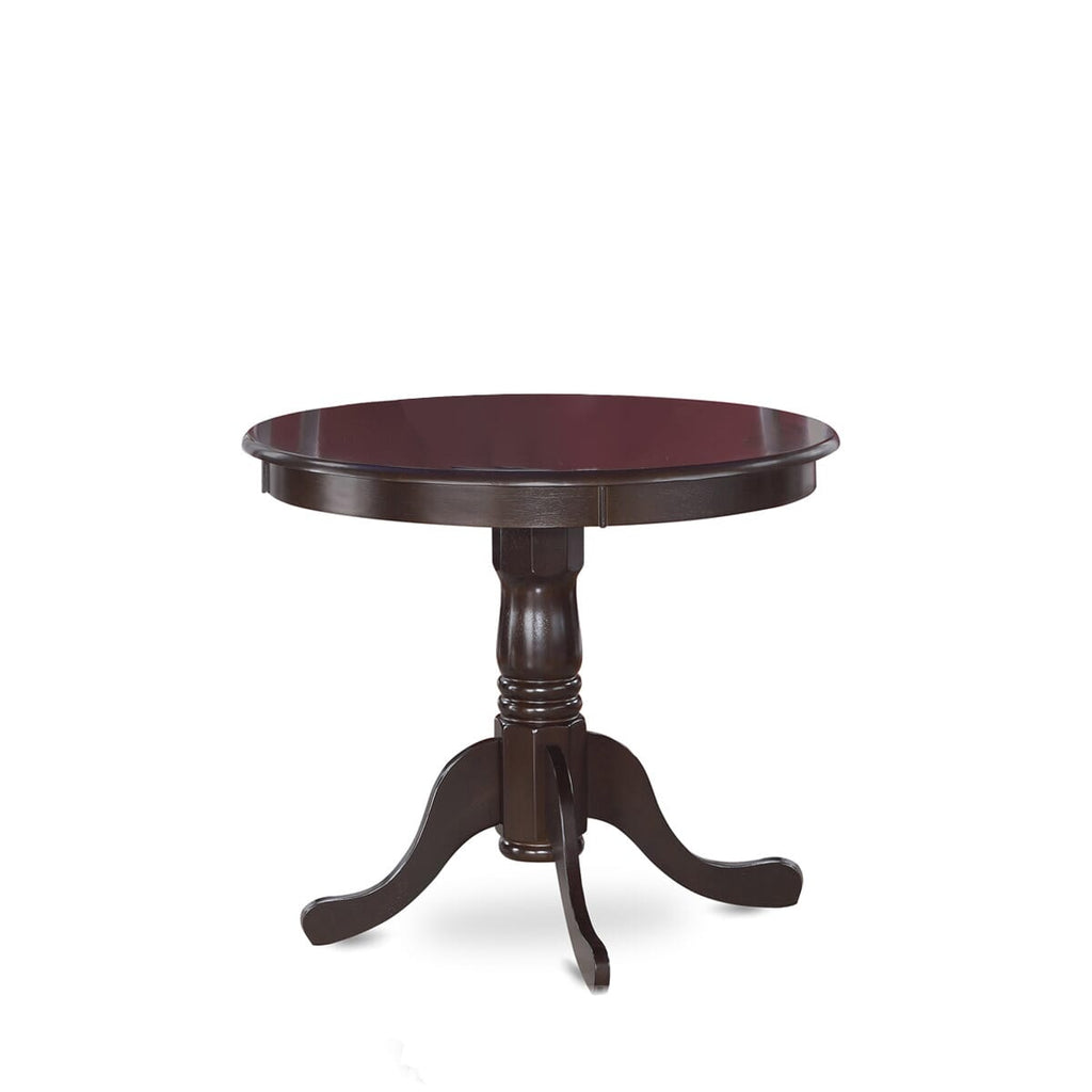 Antique Pedestal Dining Table with Round Top, 36x36in, in Rich Cappuccino   ANT-C7J-II