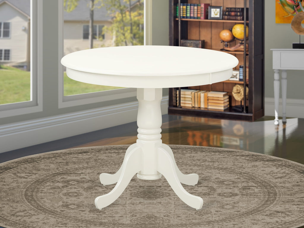 Antique 36 Round Dining Table Linen in Luminous White Pedestal  ANT-LCJ-C2