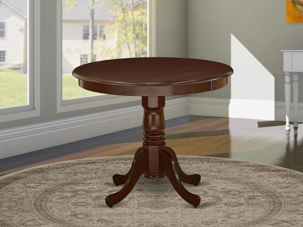 ANT-MU0-TT Pedestal Round Kitchen Table with Mahogany Finish, Elegant Dining Style 36x36 Inch