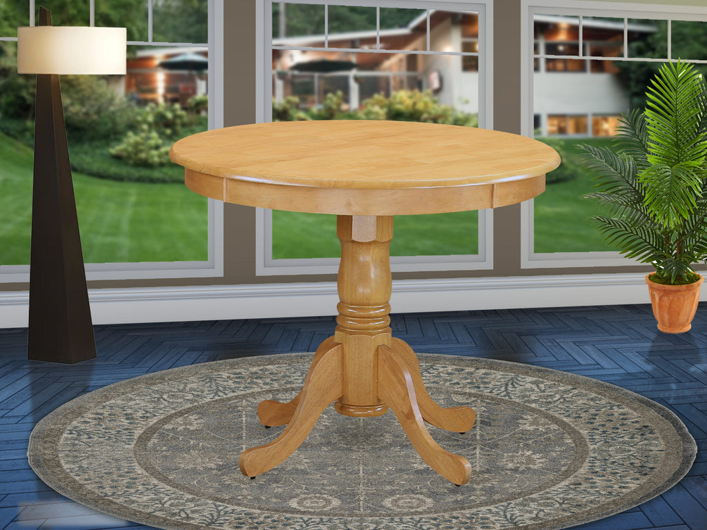 ANT-OA6-R2 Timeless Round 36 Oak Dining Table with Stylish Pedestal Base for Modern Kitchens