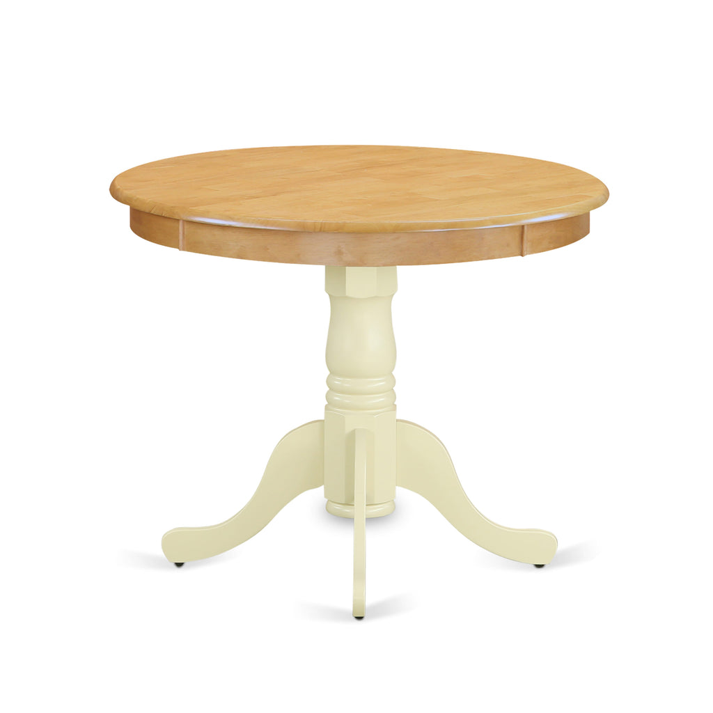 Oak & Buttermilk Pedestal Dining Table 36| ANT-O3K-81, Antique Round Wooden Surface