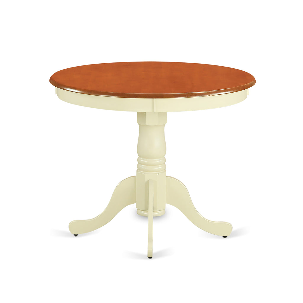 ANCL5-3OV-Z Elegant 5-Piece Dining Ensemble for Four with Round Table in Fine Buttermilk and Cherry Shades