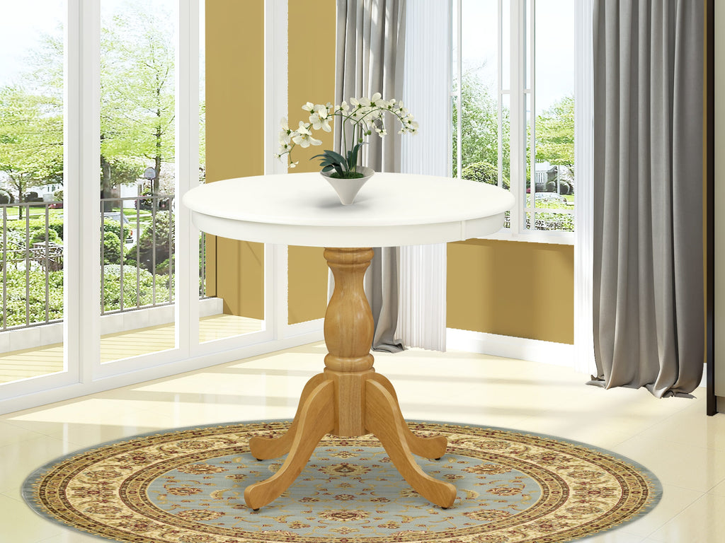 AST-L1P-S1 Antique Round Pedestal Dining Table, 36x36 Multi-Color Top, Vintage Kitchen Style