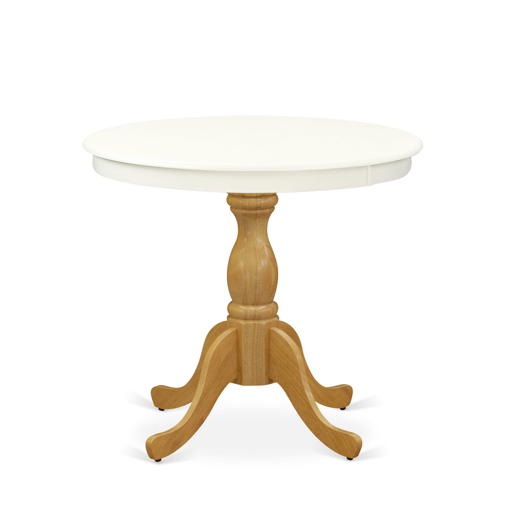 AST-L1P-S1 Antique Round Pedestal Dining Table, 36x36 Multi-Color Top, Vintage Kitchen Style