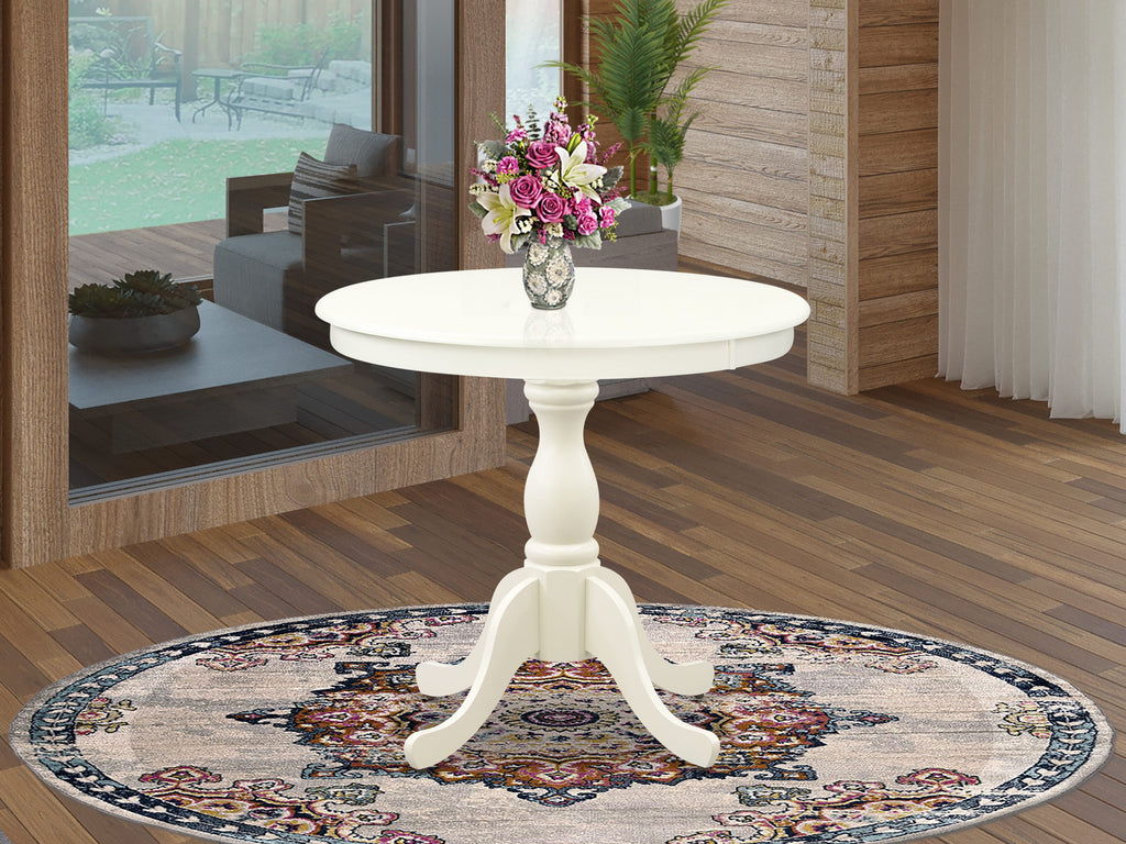 AST-LA3-QI Modern Antique Round Kitchen Table with Stylish Pedestal Base, Multi-Color, 36-inch Diameter