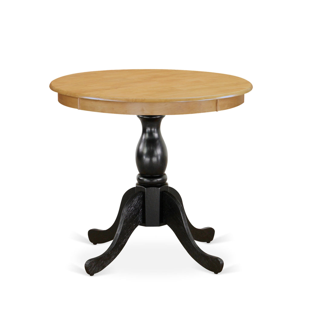 AST-O03-WJ Antique Style Round Pedestal Dining Table - Wooden Top, 36 Multi-Tone Classic Design