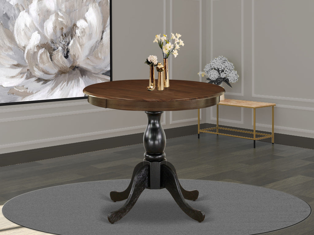 AST-WL9-YR Antique Round Dining Table - 36-inch Top with Elegant Pedestal Base, Multi-Color Design