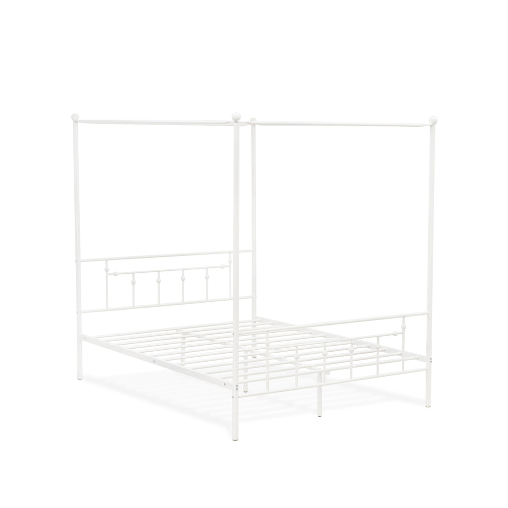 ATQCWFA Anniston Queen-Size Canopy Bed with Elegant Head and Footboard, Powder-Coated Metal Frame