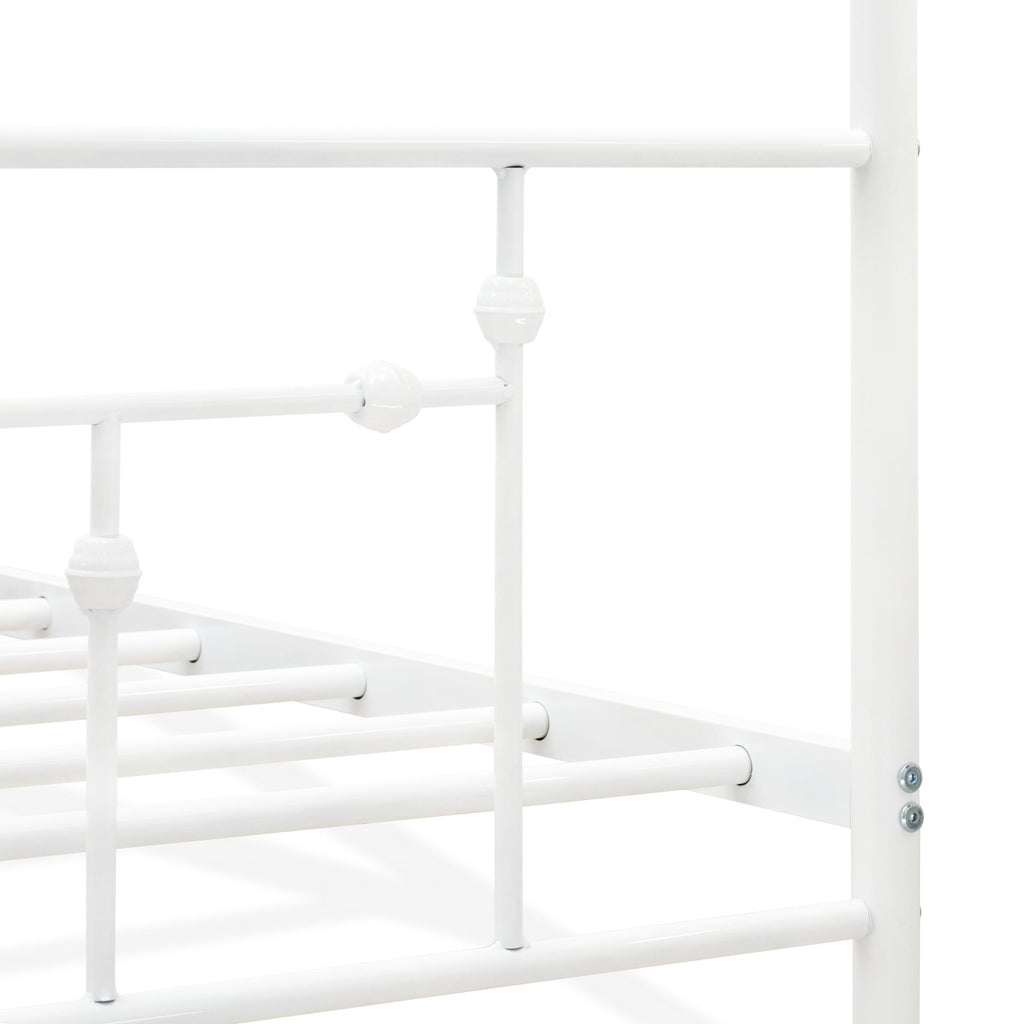 ATQCWFA Anniston Queen-Size Canopy Bed with Elegant Head and Footboard, Powder-Coated Metal Frame