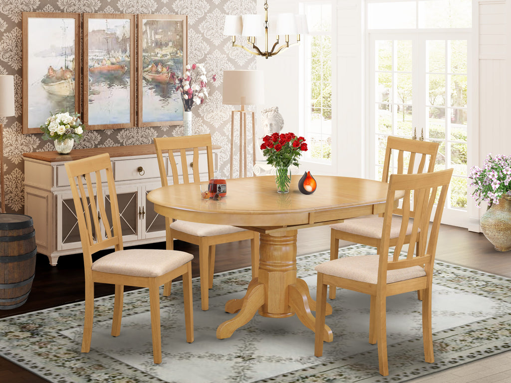 AVAT5-FSD-B Elegant 5-Piece Set with Oval Table and Fabric Chairs for Dining Spaces