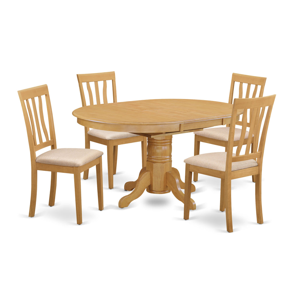 AVAT5-FSD-B Elegant 5-Piece Set with Oval Table and Fabric Chairs for Dining Spaces