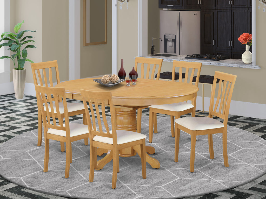 Revamp Your Dining Space AVAT7-N84-U2 7-Piece Set with Oval Table and Six Oak Chairs