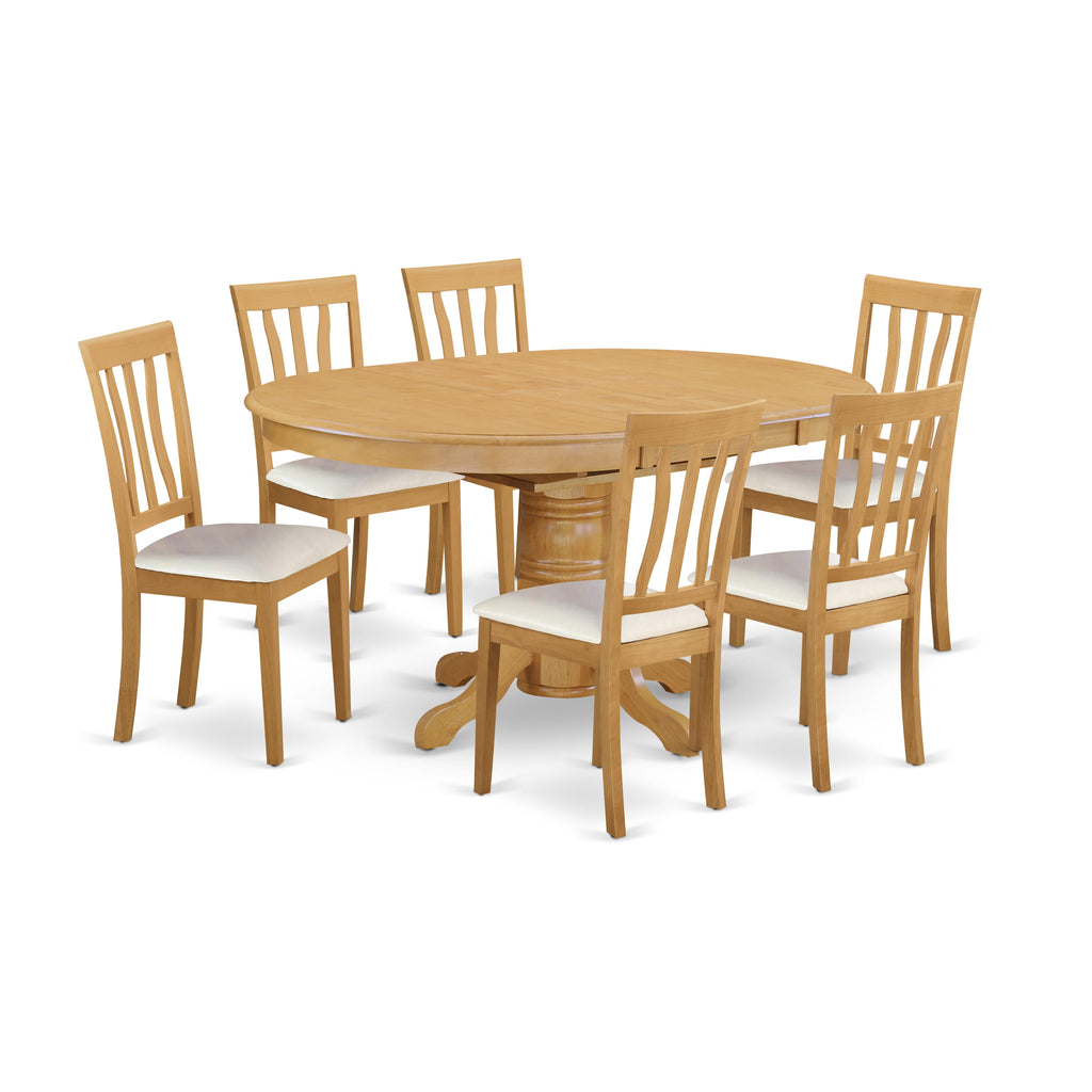 Revamp Your Dining Space AVAT7-N84-U2 7-Piece Set with Oval Table and Six Oak Chairs