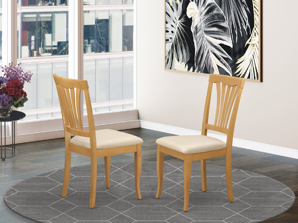 AVC-OSP-S Avon Set of 2 Upholstered Dining Chairs with Linen Fabric and Oak Wood