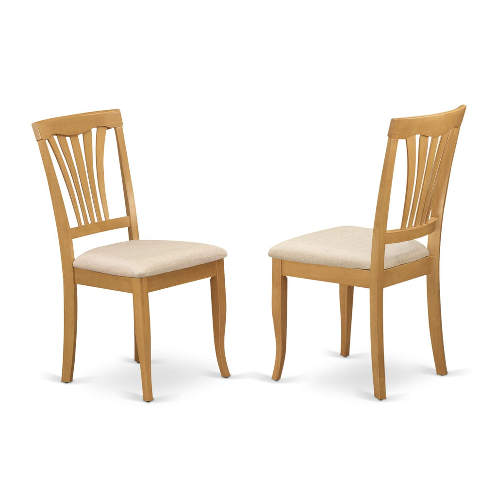 AVC-OSP-S Avon Set of 2 Upholstered Dining Chairs with Linen Fabric and Oak Wood