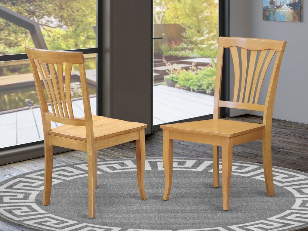 AVC-O2F-R Oak Dining Chairs with Slatted Back and Wooden Seat, Set of Two, Classic Dining Room Seats