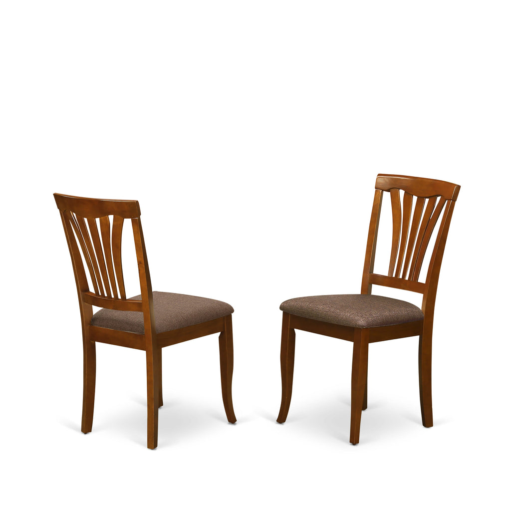 Set of 2 Upholstered Dining Pieces, Saddle Brown Finish Solid Wood  AVC-S6Z-0