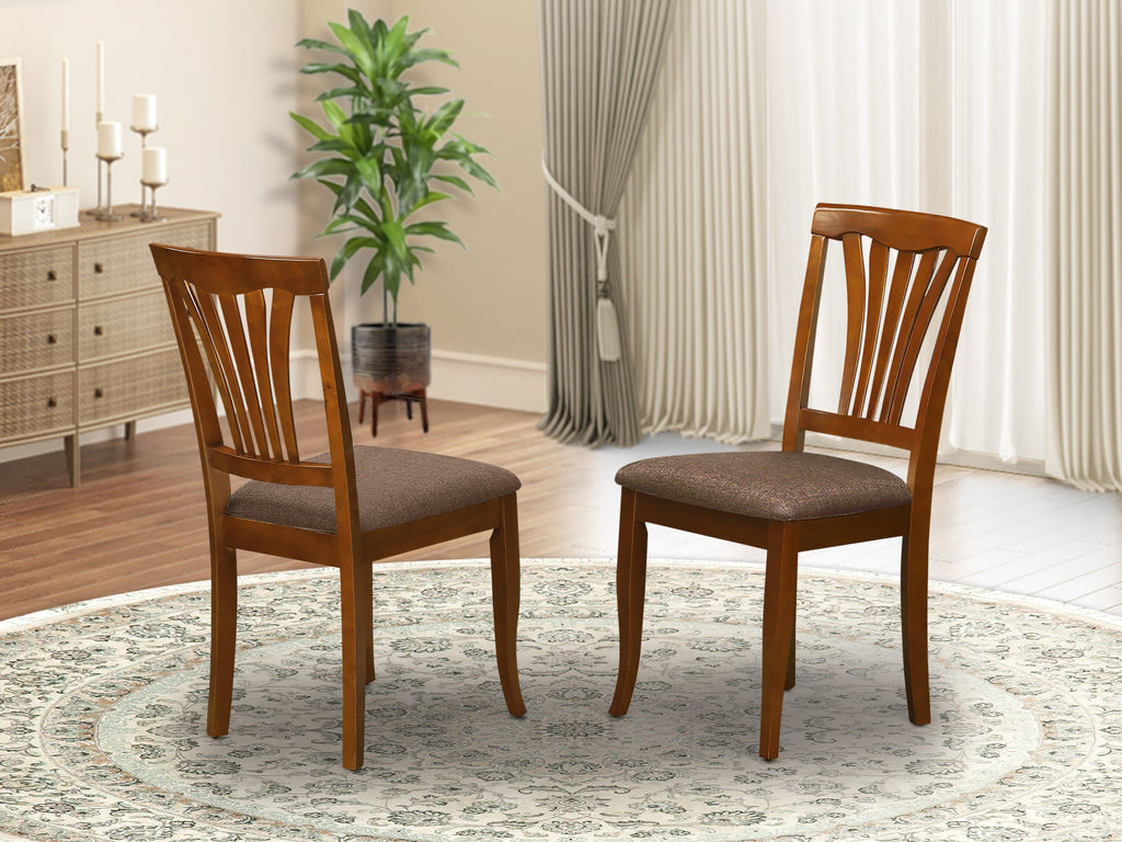 Set of 2 Upholstered Dining Pieces, Saddle Brown Finish Solid Wood  AVC-S6Z-0
