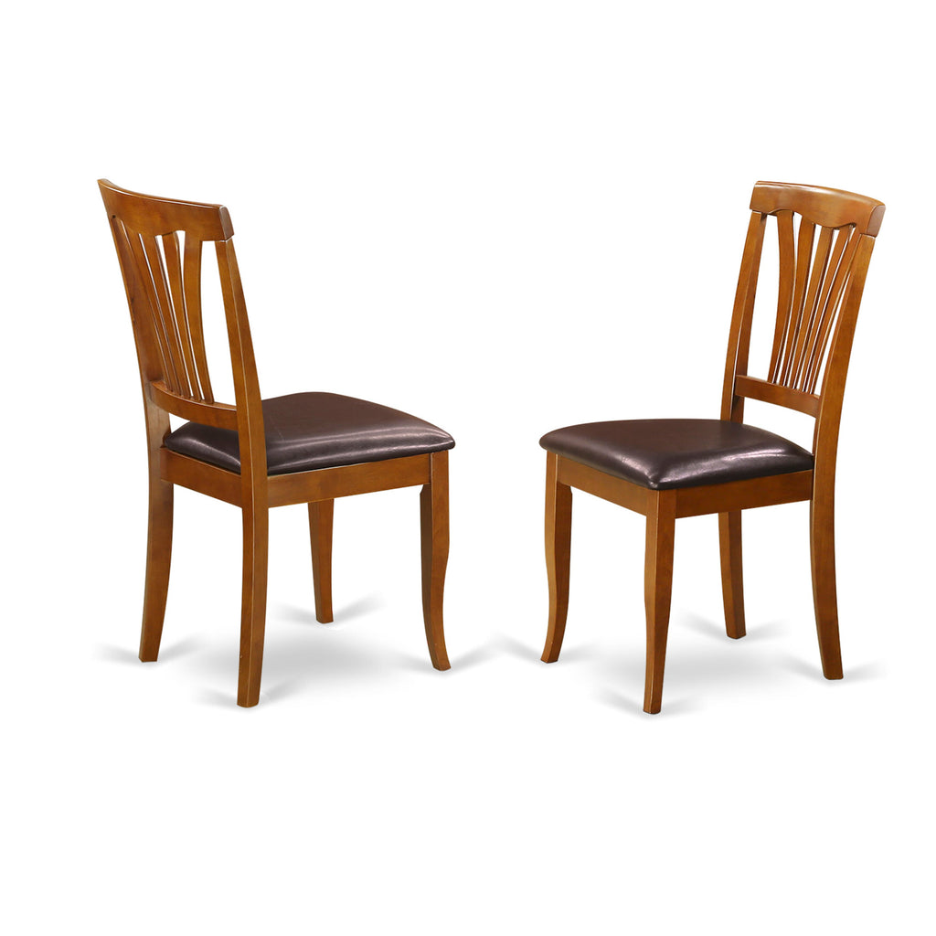 AVC-SIJ-4C Saddle Brown Avon Dining Chairs - Faux Leather Upholstered Wood Seating, Set of 2