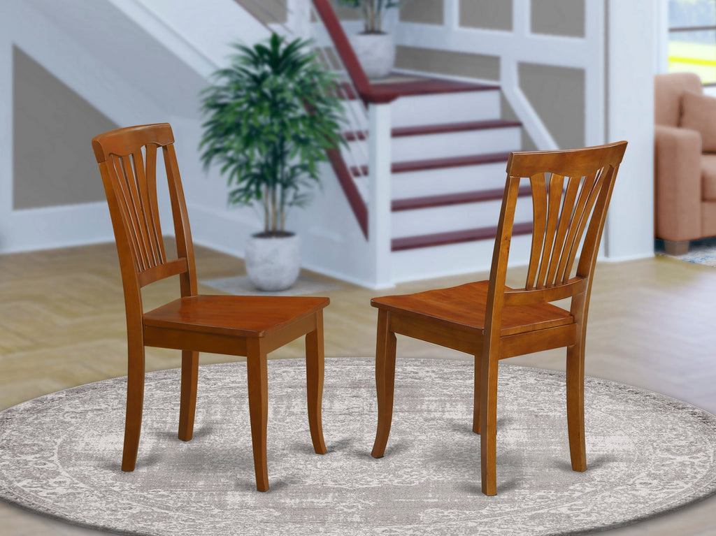 AVC-SRY-Y Elegant Saddle Brown Slat Back Dining Room Wooden Chairs - Set of 2 for Sophisticated Dining