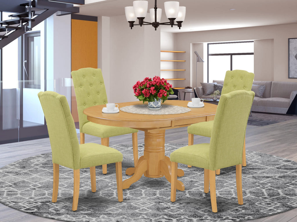 AVCE5-8BQ-UA Elegant 5-Piece Dining Table Set with Oval Table and 4 Limelight Chairs, 42x60 in