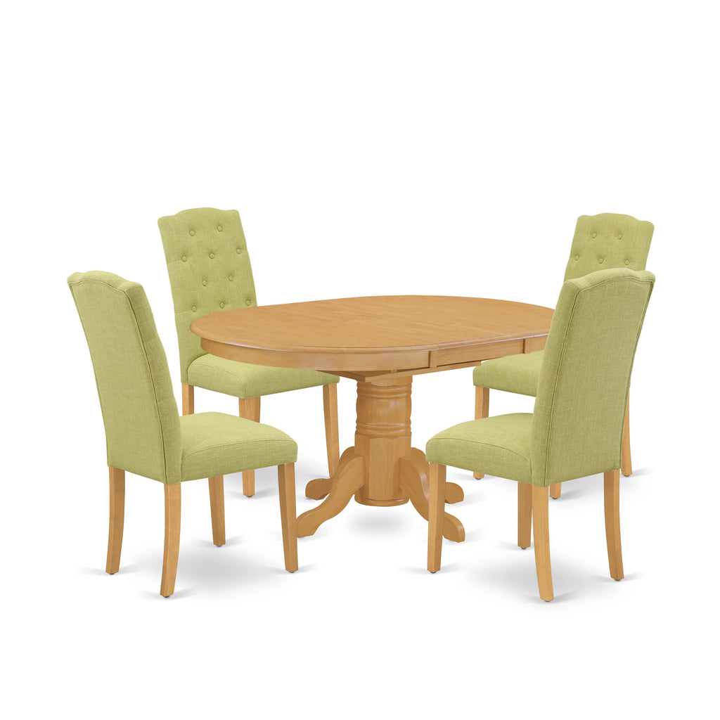AVCE5-8BQ-UA Elegant 5-Piece Dining Table Set with Oval Table and 4 Limelight Chairs, 42x60 in