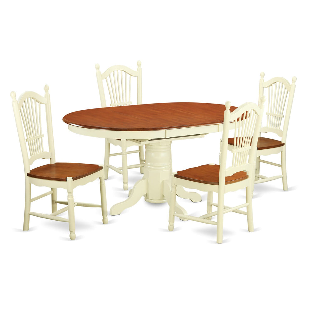 AVDO5-YJ1-G Luxurious Dining Ensemble 5-Piece Set with Stunning Oval Table and 4 Classic Chairs, Buttermilk & Cherry Finish