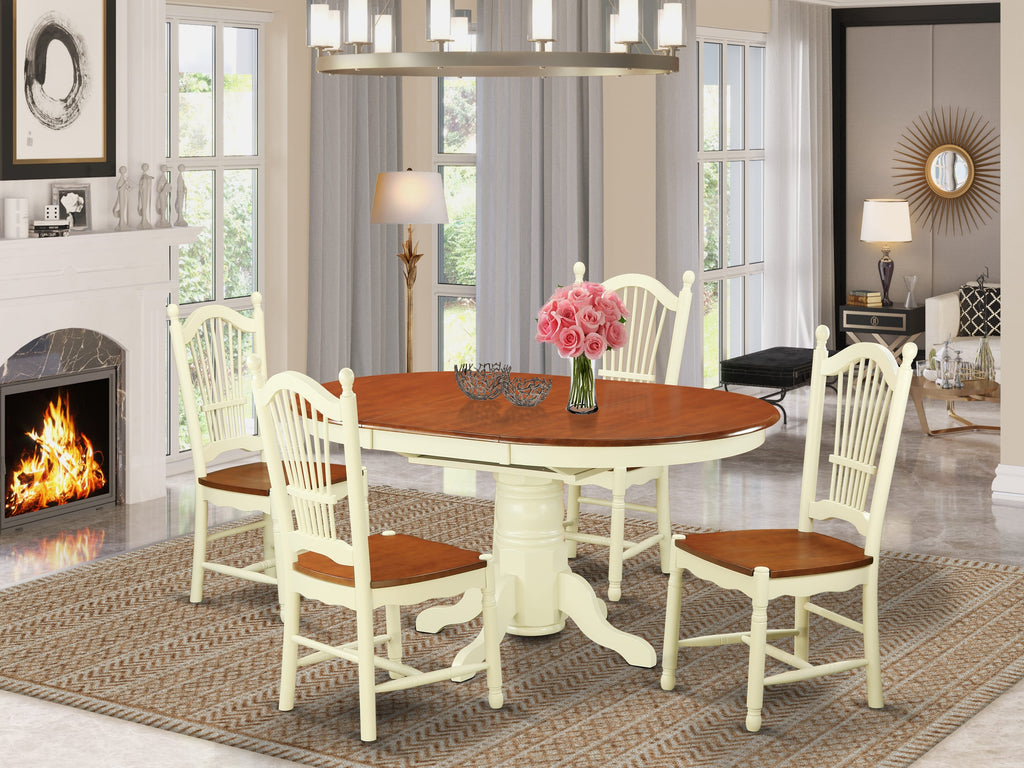 AVDO5-YJ1-G Luxurious Dining Ensemble 5-Piece Set with Stunning Oval Table and 4 Classic Chairs, Buttermilk & Cherry Finish