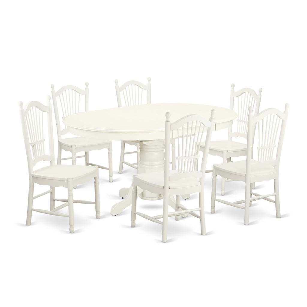 AVDO7-CBS-G 7 Piece Dining Ensemble with Oval Table & 6 Chairs in Soft White Finish