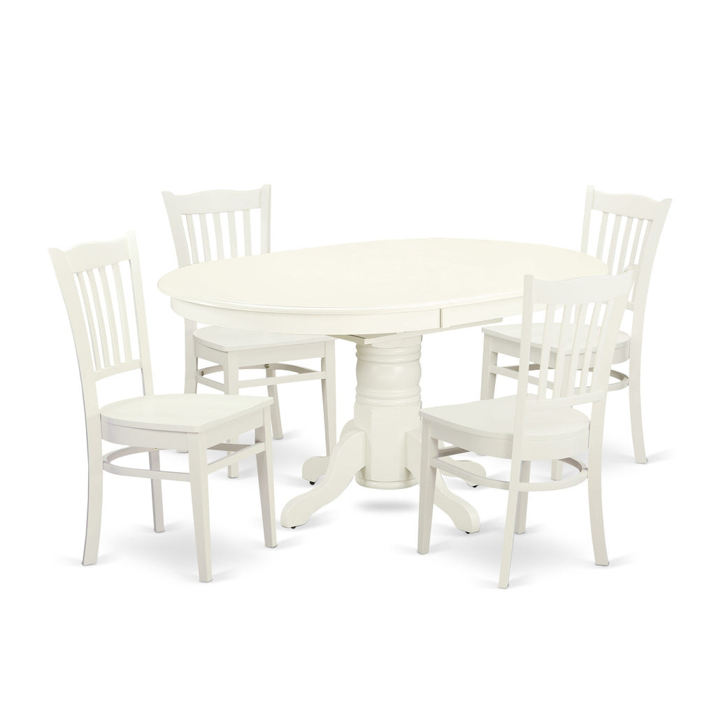 AVGR5-J3N-K 5-Piece Oval Table Dining Set for Four with Extending Leaf and Linen Finish Chairs, 42x60