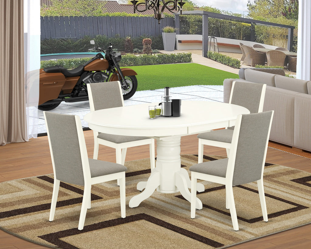 5-Piece Dining Ensemble AVLA5-X5U-37 with Extendable Oval Table and Shitake Parson Chairs, 42x60