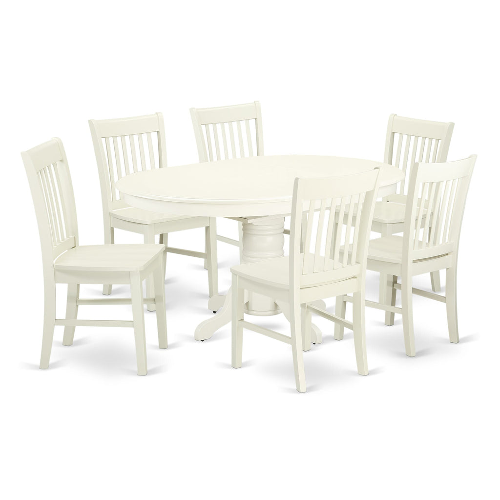 AVNO7-3AV-7 Elegant 7-Piece Dining Ensemble with Expanding Table and Six Deluxe Chairs in Linen Swirl