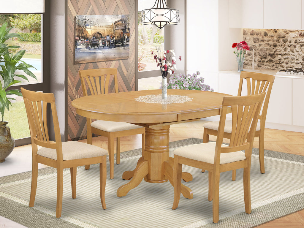 AVON5-HI1-Z Elegant 5-Piece Dining Set with Oval Table & 4 Linen Chairs for Kitchen or Dining Area