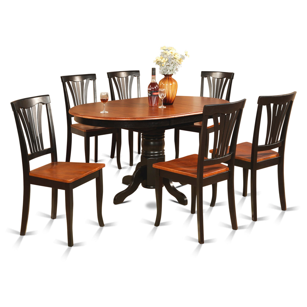 AVON7-ROL-M Elegant 7-Piece Dining Ensemble Featuring a Versatile Oval Table and Six Chairs in Black Cherry Tone