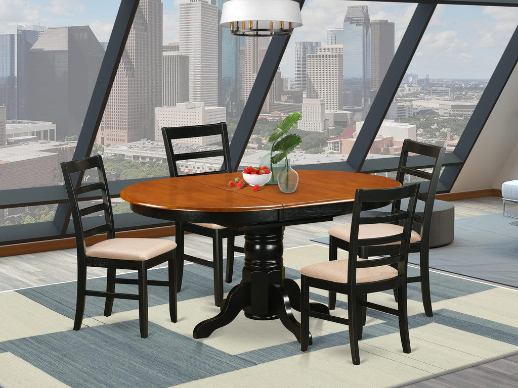 AVPF5-6QY-Q Elegant 5 Piece Dining Collection with Oval Table & 4 Fabric Chairs, 42x60 in Black Cherry