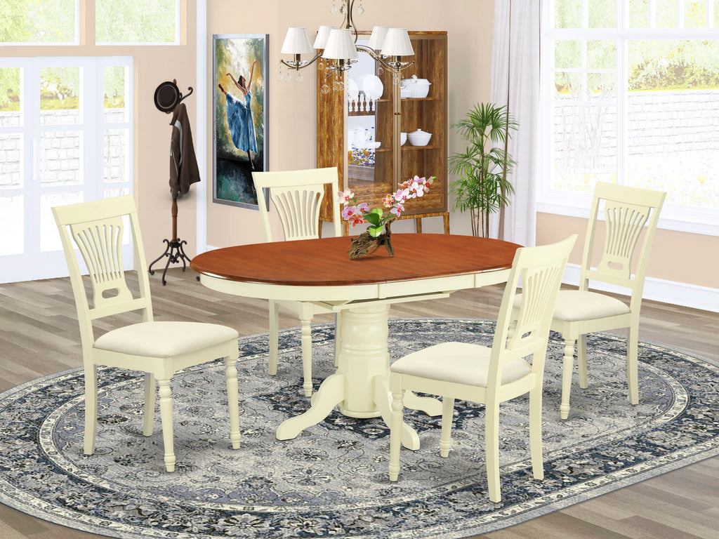 AVPL5-KYM-K 5-Piece Dining Ensemble with Oval Table & Chairs, 42x60, Elegant Buttermilk & Cherry Tones