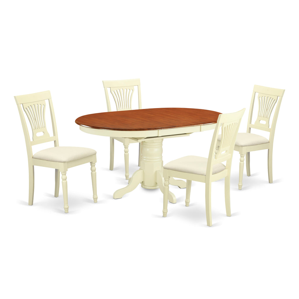AVPL5-KYM-K 5-Piece Dining Ensemble with Oval Table & Chairs, 42x60, Elegant Buttermilk & Cherry Tones