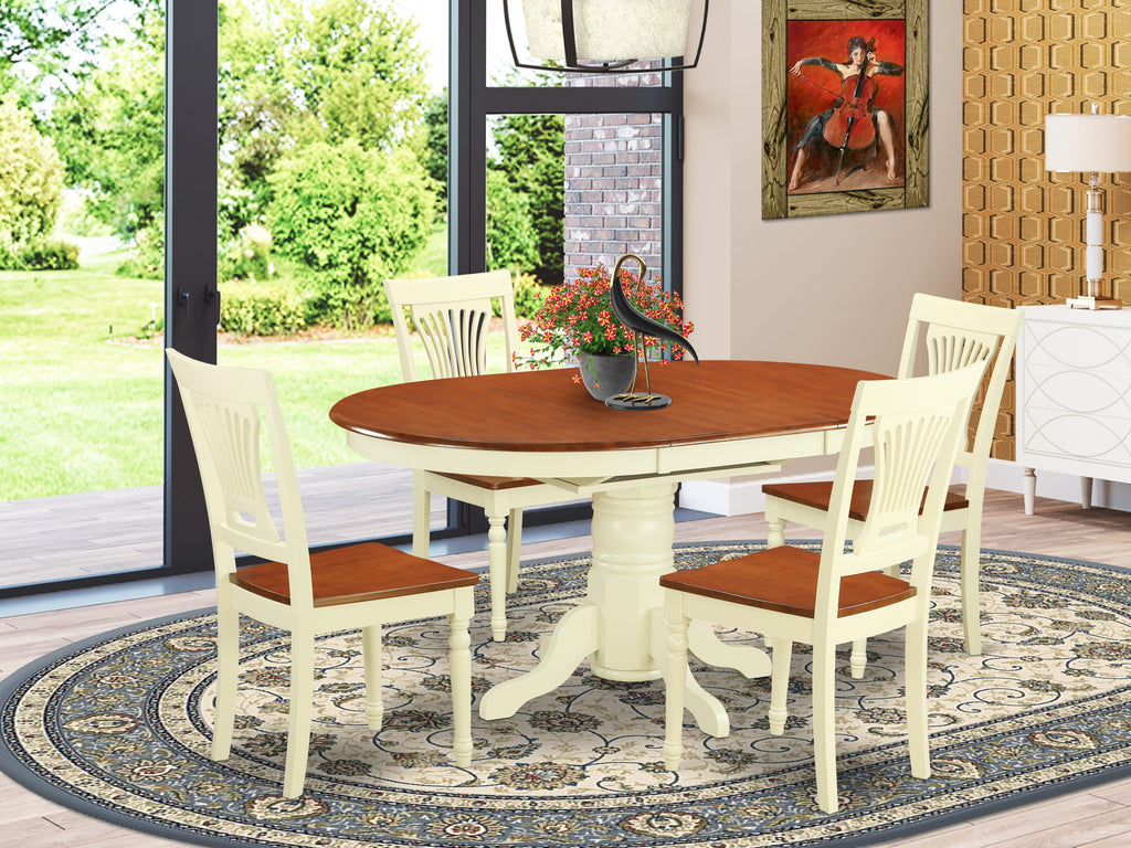 AVPL5-61B-F 5-Piece Dining Ensemble Oval Table with Extension Leaf & Four Chairs in Cream-Cherry Finish