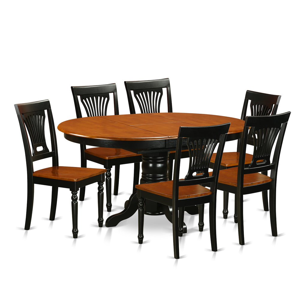 AVPL7-P1N-L 7-Piece Dining Set with Extendable Oval Table and Six Chairs, 42x60in, Dark & Cherry Finish